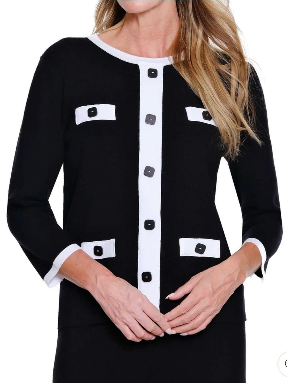Multiples sweater black petite